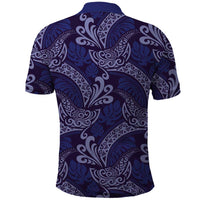 Deep Blue Monstera Polo Shirt Polynesian Tribal Pattern LT01 - Polynesian Pride