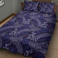 Deep Blue Monstera Quilt Bed Set Polynesian Tribal Pattern - Polynesian Pride