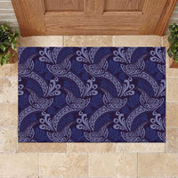 Deep Blue Monstera Rubber Doormat Polynesian Tribal Pattern LT01 Blue - Polynesian Pride