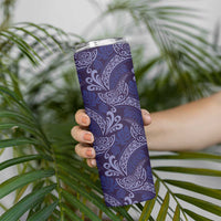 Deep Blue Monstera Skinny Tumbler Polynesian Tribal Pattern LT01 - Polynesian Pride