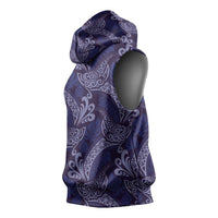 Deep Blue Monstera Sleeveless Hoodie Polynesian Tribal Pattern LT01 - Polynesian Pride