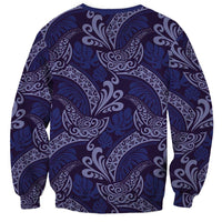 Deep Blue Monstera Sweatshirt Polynesian Tribal Pattern LT01 - Polynesian Pride