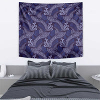 Deep Blue Monstera Tapestry Polynesian Tribal Pattern - Polynesian Pride