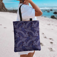 Deep Blue Monstera Tote Bag Polynesian Tribal Pattern - Polynesian Pride