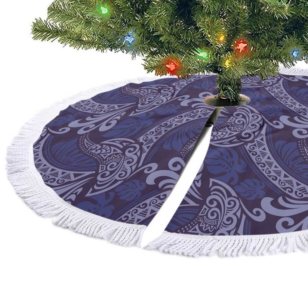 Deep Blue Monstera Tree Skirt Polynesian Tribal Pattern LT01 - Polynesian Pride