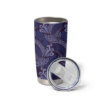 Deep Blue Monstera Tumbler Cup Polynesian Tribal Pattern LT01 - Polynesian Pride