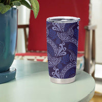 Deep Blue Monstera Tumbler Cup Polynesian Tribal Pattern LT01 - Polynesian Pride