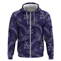 Deep Blue Monstera Zip Hoodie Polynesian Tribal Pattern LT01 Zip Hoodie Blue - Polynesian Pride