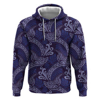 Deep Blue Monstera Zip Hoodie Polynesian Tribal Pattern LT01 Pullover Hoodie Blue - Polynesian Pride