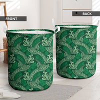 Forest Green Monstera Laundry Basket Polynesian Tribal Pattern LT01 - Polynesian Pride