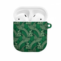 Forest Green Monstera AirPods Case Polynesian Tribal Pattern - Polynesian Pride
