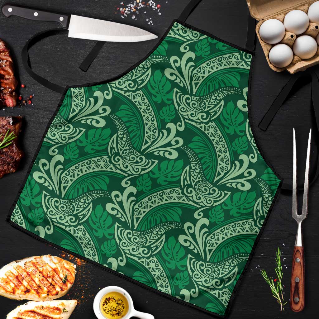 Forest Green Monstera Apron Polynesian Tribal Pattern LT01 Green - Polynesian Pride