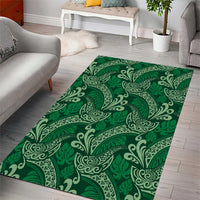 Forest Green Monstera Area Rug Polynesian Tribal Pattern - Polynesian Pride