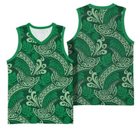 Forest Green Monstera Basketball Jersey Polynesian Tribal Pattern LT01 - Polynesian Pride