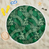 Forest Green Monstera Beach Blanket Polynesian Tribal Pattern - Polynesian Pride