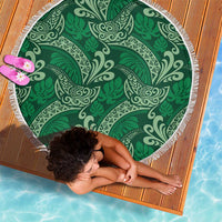 Forest Green Monstera Beach Blanket Polynesian Tribal Pattern - Polynesian Pride