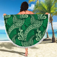 Forest Green Monstera Beach Blanket Polynesian Tribal Pattern - Polynesian Pride