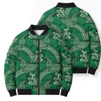 Forest Green Monstera Bomber Puffer Jacket Polynesian Tribal Pattern LT01 - Polynesian Pride