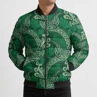 Forest Green Monstera Bomber Puffer Jacket Polynesian Tribal Pattern LT01 - Polynesian Pride