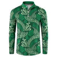 Forest Green Monstera Button Sweatshirt Polynesian Tribal Pattern LT01 Green - Polynesian Pride