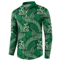 Forest Green Monstera Button Sweatshirt Polynesian Tribal Pattern LT01 - Polynesian Pride