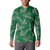 Forest Green Monstera Button Sweatshirt Polynesian Tribal Pattern LT01 - Polynesian Pride