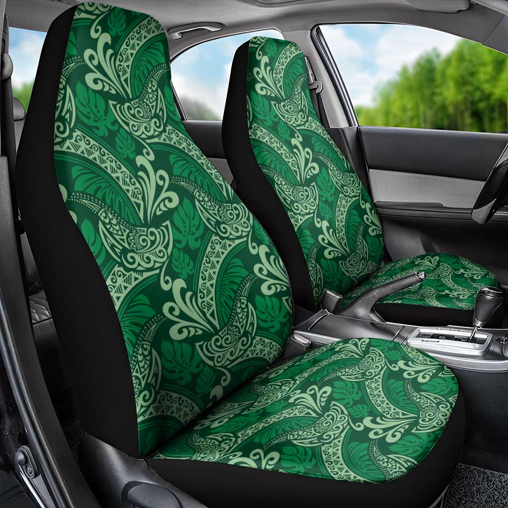 Forest Green Monstera Car Seat Cover Polynesian Tribal Pattern LT01 - Polynesian Pride
