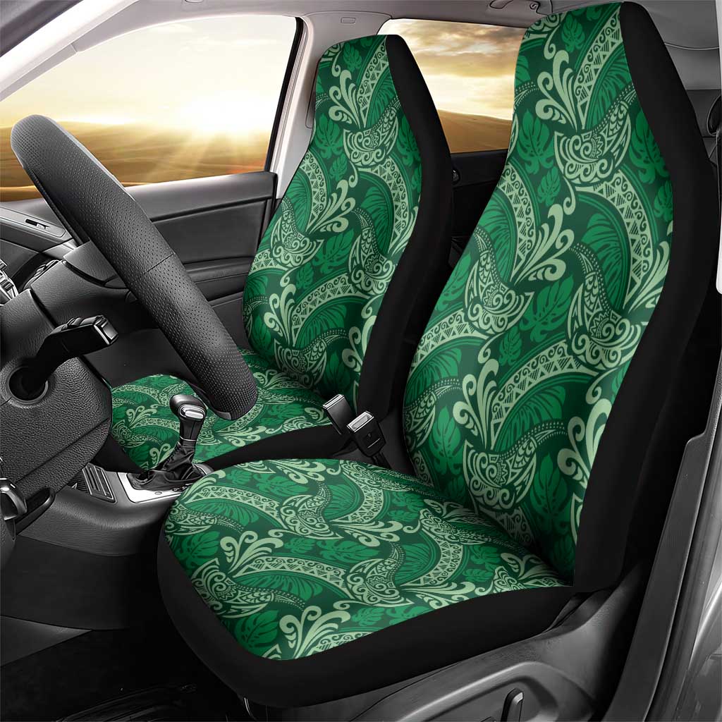Forest Green Monstera Car Seat Cover Polynesian Tribal Pattern LT01 - Polynesian Pride