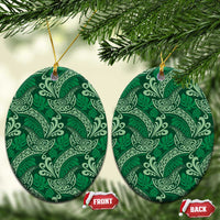 Forest Green Monstera Ceramic Ornament Polynesian Tribal Pattern LT01 Oval Green - Polynesian Pride