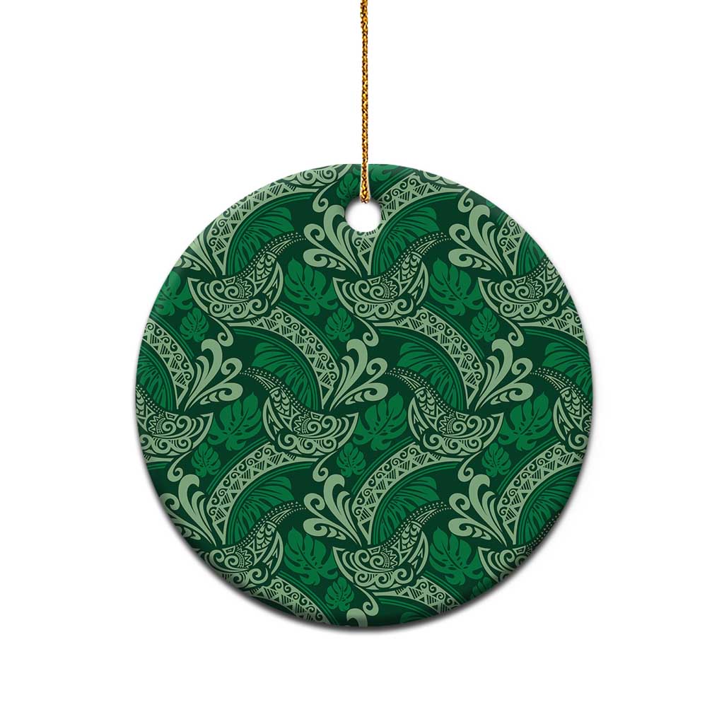 Forest Green Monstera Ceramic Ornament Polynesian Tribal Pattern LT01 - Polynesian Pride