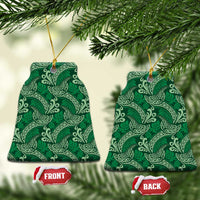 Forest Green Monstera Ceramic Ornament Polynesian Tribal Pattern LT01 Bell Flake Green - Polynesian Pride
