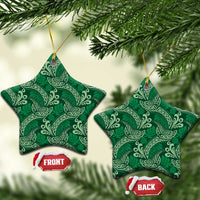 Forest Green Monstera Ceramic Ornament Polynesian Tribal Pattern LT01 Star Green - Polynesian Pride