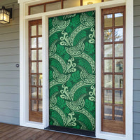 Forest Green Monstera Door Cover Polynesian Tribal Pattern - Polynesian Pride