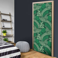 Forest Green Monstera Door Cover Polynesian Tribal Pattern - Polynesian Pride