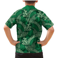 Forest Green Monstera Family Matching Mermaid Dress and Hawaiian Shirt Polynesian Tribal Pattern - Polynesian Pride