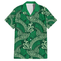Forest Green Monstera Family Matching Puletasi and Hawaiian Shirt Polynesian Tribal Pattern LT01 Dad's Shirt - Short Sleeve Green - Polynesian Pride