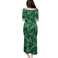 Forest Green Monstera Family Matching Puletasi and Hawaiian Shirt Polynesian Tribal Pattern LT01 - Polynesian Pride