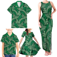 Forest Green Monstera Family Matching Tank Maxi Dress and Hawaiian Shirt Polynesian Tribal Pattern - Polynesian Pride