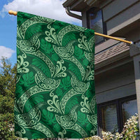 Forest Green Monstera Garden Flag Polynesian Tribal Pattern - Polynesian Pride