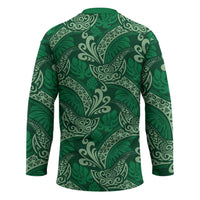 Forest Green Monstera Hockey Jersey Polynesian Tribal Pattern - Polynesian Pride