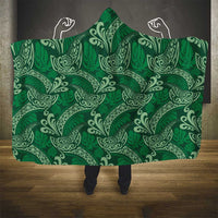 Forest Green Monstera Hooded Blanket Polynesian Tribal Pattern LT01 - Polynesian Pride