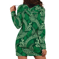 Forest Green Monstera Hoodie Dress Polynesian Tribal Pattern LT01 - Polynesian Pride