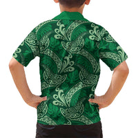 Forest Green Monstera Kid Hawaiian Shirt Polynesian Tribal Pattern LT01 - Polynesian Pride