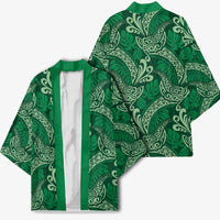 Forest Green Monstera Kimono Polynesian Tribal Pattern LT01 - Polynesian Pride