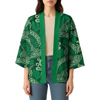 Forest Green Monstera Kimono Polynesian Tribal Pattern LT01 - Polynesian Pride