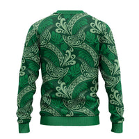 Forest Green Monstera Ugly Christmas Sweater Polynesian Tribal Pattern - Polynesian Pride