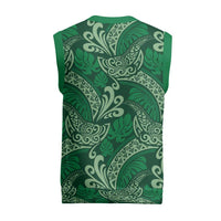 Forest Green Monstera Christmas Knitted V-Neck Vest Polynesian Tribal Pattern LT01 - Polynesian Pride