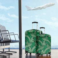 Forest Green Monstera Luggage Cover Polynesian Tribal Pattern - Polynesian Pride