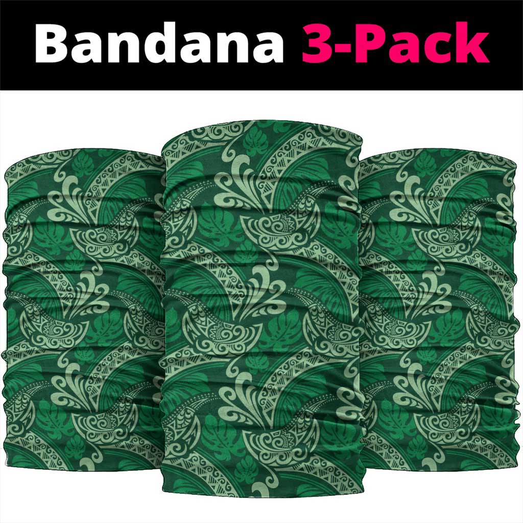 Forest Green Monstera Neck Gaiter Polynesian Tribal Pattern LT01 package One Size: 25*50cm Green - Polynesian Pride
