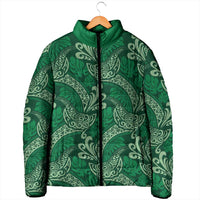 Forest Green Monstera Padded Jacket Polynesian Tribal Pattern LT01 - Polynesian Pride